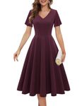 Bridesmay Women's Formal Dress for Women Wedding Guest Flared Sleeve Cocktail Party Dresses HOCO Dresses 2024 Burgundy M