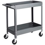 Amazon Basics Steel 2-Shelf Multipurpose Tub Utility/Supply Cart with 181 Kilograms capacity, Grey