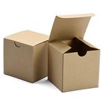 Switory 50pc Present Boxes with Lids, 10x10x10cm, Kraft Paper Present Boxes for Crafting, Cupcake, Cardboard Bridesmaid Proposal Boxes,Brown Wedding Favor, Gift Ornaments, Easy Assemble Boxes