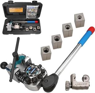 SEEKSELF Brake Line Flaring Tool Kit for 45 Degree Single, Double and Bubble Flares, 3/16", 1/4", 5/16", 3/8" and 4.75mm Steel Copper Metal Tubing, with Tubing Cutter, Black