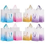 THE TWIDDLERS - 16 Colourful Gift Bags for Christmas with Ribbon Handles for Xmas, Birthday Party Present, All Occasions - Assorted Colours & Sizes - 18cm x 23cm & 32cm x 26 cm, Present Bags
