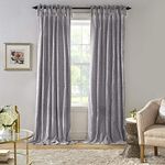 Elrene Home Fashions Korena Tie-Top Crushed Velvet Window Curtain Panel, Rustic-Chic Curtain Panel for Living Room or Bedroom, 52 Inches by 95 Inches, Grey, 1 Panel