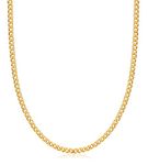 Barzel Womens Gold Chain Necklace | 18K Gold Plated Curb / Cuban Link Gold Chain Necklace 2MM, 3MM, 4MM, 5MM For Women or Men - Made In Brazil, Metal, No Gemstone