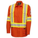 Pioneer FR Arc Rated Hi Vis Button-Up Safety Shirt for Men - Flame Resistant - Class 2 - ARC 2 PPE 10 Cal - Orange