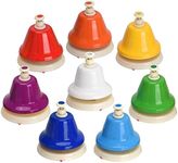 KUNLONGSKY Desk Bells, 8 Notes Diatonic Metal Hand Bells, Rainbow Music Bells, Musical Learning Teaching Percussion Instrument