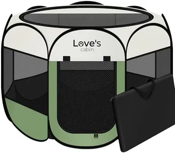 Love's cabin Pet Puppy Dog Playpen, Large Dog Tent Crates Cage Indoor/Outdoor, Portable Playpen for Cat, Foldable Pop Up Dog Kennel Playpen with Carring Case, Removable Zipper Top, Olive Green