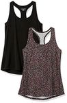 Amazon Essentials Women's 2-pack Studio Lightweight 2-pack Racerback Tank Black/Black Multi Confetti Print, X-Large