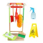 Wondertoys Kids Cleaning Set 12-Piece Wooden Detachable Cleaning Set with Housekeeping Broom, Dustpan, Brush and Other Cleaning Tools, Preschool Toddler Play House Cleaning Tools