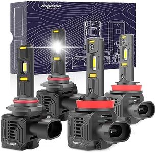 Tequison 𝟗𝟎𝟎𝟓/HB3 𝐇𝟏𝟏/H9/H8/H16 High and Low Beam, 50000LM Aluminum Fog Light Bulbs Combo, 800% Ultra Brighter 6500K Cool White with 14000RPM Cooling Fan, Plug and Play (4 Pack)