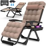 Suteck Oversized Zero Gravity Chair,29In XL Lounge Chair w/Removable Cushion&Headrest, Reclining Camping Chair w/Upgraded Lock and Footrest, Reclining Patio Chairs Recliner for Indoor Outdoor