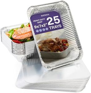 MATANA - 25 herbruikbare grote zilveren aluminiumfolie braadsledes (22x17cm/1200ml)