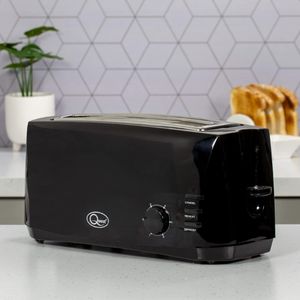 Quest 4-Slice Toaster – Black, Wide Slots, Adjustable Browning