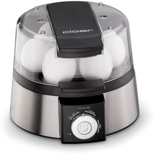 Cloer 6070 Cocedor de huevos eléctrico para 7 huevos, Continuar la función de cocción, señal acústica , 3 insertos para huevos escalfados, 435 vatios, acero inoxidable