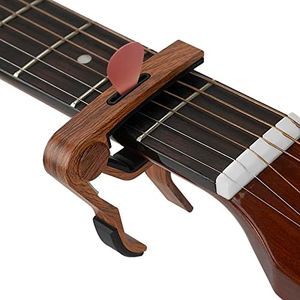 Musiin Wood Grain Capo with Pick Holder for Acoustic Electric Guitar, Ukulele, Mandolin, Banjo