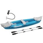 Outsunny Inflatable Kayak 2-Person Inflatable Canoe Boat Set with Air Pump, Aluminium Oars, Blue, 318 x 80 x 50 cm