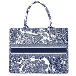 FENGJINRUHUA Fashion luxury tote bag cotton linen handbag large capacity jacquard embroidery retro exquisite, Blue