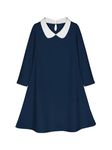 HELLCAT Midi/Knee Length Peter Pan Collar Dresses for Girls_Blue_9-10 Years