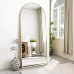 Koonmi Arch Mirror Full Length, Large Free Standing Mirror Full Length, Wall Mounted, Leaning, 60 x 165 cm Floor Mirror Full Body as Dressing Vanity Mirror for Living Room, Gold