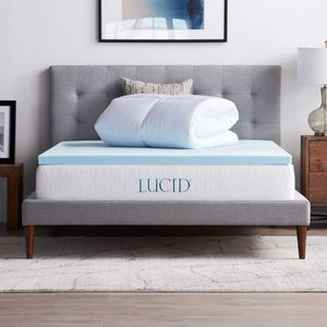 LUCID 4-Inch Gel Memory Foam Mattress Topper, Queen Size