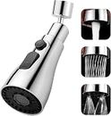SHAMLILA 360° Rotating Kitchen Tap Extender, Flexible Faucet Attachment with 2/3 Mode Spray Head, Universal Splash Filter Aerator, Chrome Plated Sink Tap Extension for Kitchen & Bathroom (Silver)
