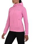 TCA Women's AirLite 2.0 Outdoor Waterproof Hooded Running Rain Jacket with Zip Pockets - Sachet Pink, XS