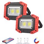 OTYTY Work Light Rechargeable, LED Work Light Portable Flood Lights Magnetic LED Light for Outdoor Camping Hiking Emergency Car Repairing Job Site Lighting 2 Pack (W840 Red)