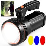 Utry Torches Led Super Bright Rechargeable, 9000 Lumen Super Bright Flashlight, High Power Beam Hunting Spotlight, Portable Handheld Spotlight Flashlight for Hiking Night Fishing Emergency