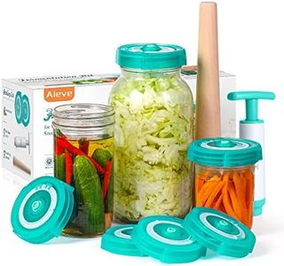 Fermentation Lids,6 Pack Mason Jar Fermenting Lids with Extractor Pump and Sauerkraut Pounder and Fermentation Kit for Wide Mouth Mason Jars to Make Sauerkraut, Kimchi, Pickles (Jars not Included)