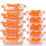 [10-Pack] Glass Food Storage Containers - Food Prep Containers with BPA Free Lids - Microwave, Oven, Freezer and Dishwasher Safe