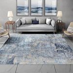 Square Rugs for Living Room Large,Blue,200 x 200 cm,Blue Grey Neutral Colour Abstract Pattern Modern,Home Office Decor Dining Room Bedroom Hardwood Floor,