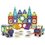 VGRASSP 52 Pcs Set 3D Magnetic Tiles Building Blocks for Kids Magnetic Marble Run Creativity Educational Toys