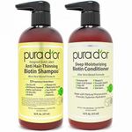 PURA D'OR Gold Label Anti-Thinning Deep Moisturizing Therapy Shampoo & Conditioner Set, Clinically Tested Effective Solution, Infused with Organic & Natural Ingredients for All Hair Types, Men & Women