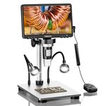 TOMLOV DM9 7" LCD Digital Microscope 1200X, 12MP Coin Magnification, 1080P HD Video Soldering USB Scope for Adult, with LED Light, Adjustable Metal Stand, PC/Windows/Mac Compatible, 32GB Card Included