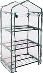 Sunnydaze Outdoor Portable 3-Tier Mini Greenhouse with Roll-up Zippered Door and Steel Wire Shelves - Clear