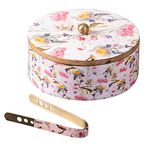 nestroots Casserole for roti|hot Box for Kitchen Wooden chapati Box for Kitchen hot Pot roti Box with Tong (9 inch Dia, Red Flower)