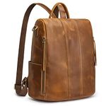 S-ZONE Women Vintage Crazy Horse Leather Backpack Antitheft Rucksack Ladies Shoulder Bag Medium