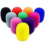 10 Pack Microphone Foam Cover Colorful Foam Mic Covers Handheld Microphone Windscreen,Washable Blocks Out Plosives Microphone Pop Filter Foam for KTV Stage Device Performance Indoor Outdoor Activities