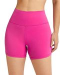 QUEENIEKE Gym Shorts for Women 5" Inseam High Waist Biker Shorts Tummy Control Squat Proof Workout Shorts for Yoga Hot Pink XXL