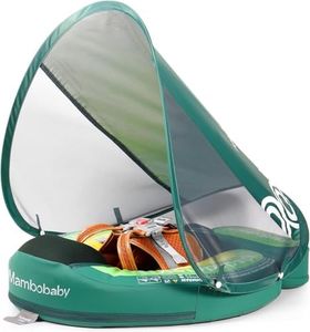 2025 New Mambobaby Baby Float with Removable UPF 50+ Sun Protection Canopy, Waterproof & Skin-Friendly Infant Swim Float for Ages 3-24 Months, Non-Inflatable Pool Float with Tail, Avocado Green