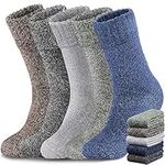 Yeblues 5 Pairs Wool Socks Mens, Thick Warm Winter Socks, Hiking Socks Soft Casual Socks for Men（Plus size fits 14-18)