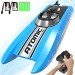 VOLANTEXRC Remote Control Boats for Pools and Lakes 20+MPH AtomicXS High Speed RC Boat for Kids or Adults Toy Boat Gifts with 2 Batteries & Reverse Function (795-5 Blue)