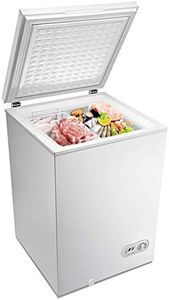 Kismile 3.5 Cubic Feet Chest Freezer with Removable Basket Free Standing Top Open Door Compact Freezer with Adjustable Temperature for Home/Kitchen/Office/Bar (3.5 Cubic Feet, White)…