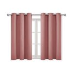 DWCN Blackout Curtains for Living Room, Room Drakening Curtains for Bedroom, Solid Thermal Privacy Protection 45 Inch Window Curtains, Dry Rose, W38 x L45 Inch, Set of 2