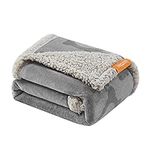 Feandrea Waterproof Dog Blanket, Sherpa Fleece Pet Blanket for Miniature and Small Dogs, Cats, 101 x 73 cm, M, Machine Washable, Reversible Dog Couch Cover Protector, Grey PPB040G01