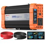 Rewing 1500W Power Inverter 12V to 230V AC Pure Sine Wave Inverter,Car Inverter DC 12v to AC 230V UK with AC Sockets Dual Car Adapter With LED Display Suitable for Travel, RV, Camping