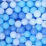 Dekeyoo Ball Pit Balls Pack of 100 - BPA Free, Crush Proof Plastic Balls for Ball Pit, Tent, Playhouse, Children's Toy Balls for Party, Macaron Ocean Balls 2.15 Inch White Blue and Light Blue