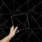 Hode 50pcs 15x15cm Black Marble Tile Stickers for Kitchen Bathroom Backsplash, Sticky Back Plastic Stick on Tiles Vinyl Transfers, Peel and Stick Self Adhesive Wall Tiles DIY, 6x6 inch