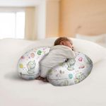 TILLYOU Breast Feeding Baby Pillow with Detachable Velvet Cover | Feeding Pillow for New Born Baby |Infant Support for Baby and Mom Cradle with Velvet Cover (Elephant)