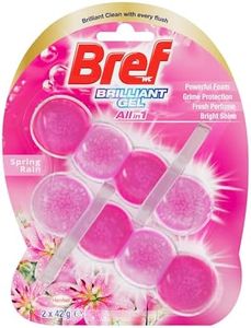 Bref Brilliant Gel All in 1 Toilet Bowl Cleaner 2x42g- Spring Rain Scent, Toilet Foaming Cleaner for All-Around Cleanliness, Long-Lasting Toilet Freshener with Brilliant Shine