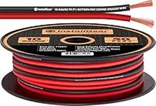 InstallGear OFC 10 Gauge AWG 50ft Speaker Wire 99.9% Oxygen-Free Copper True Spec and Soft Touch Cable - Red/Black